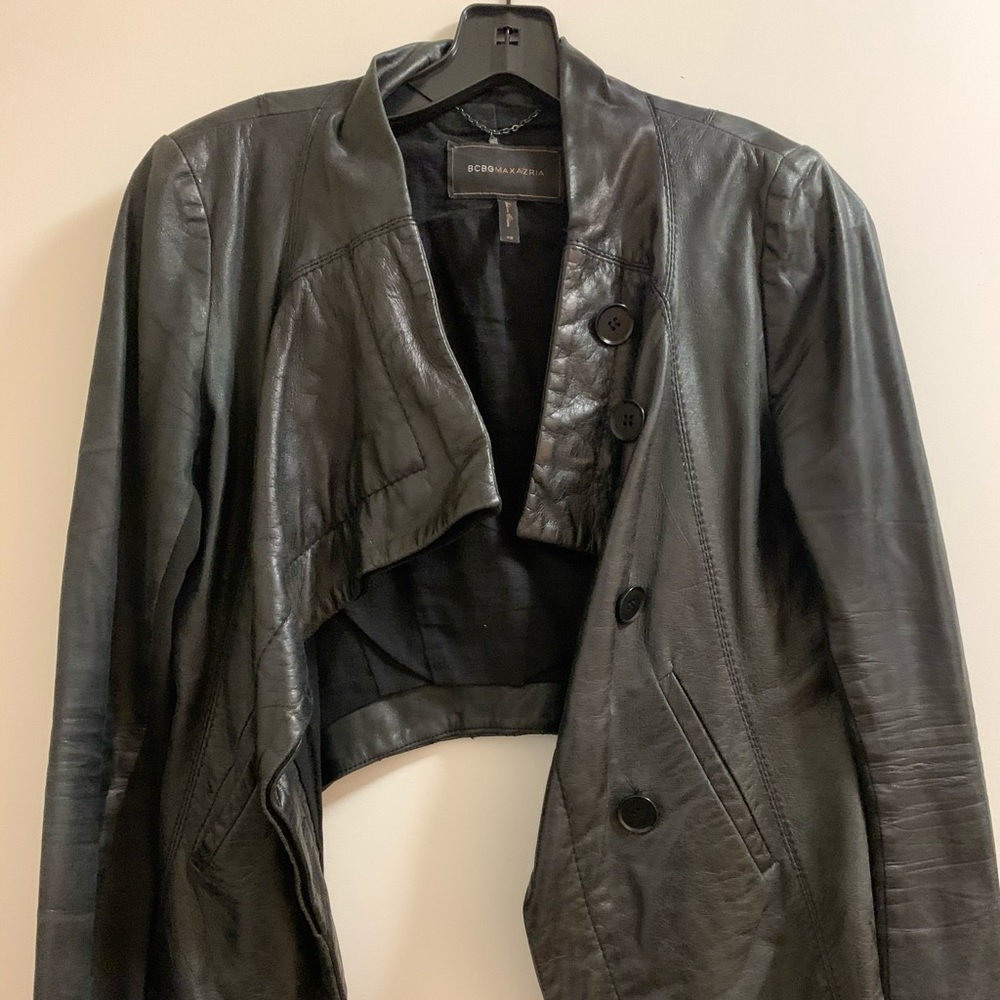 BCBG Black Leather Jacket